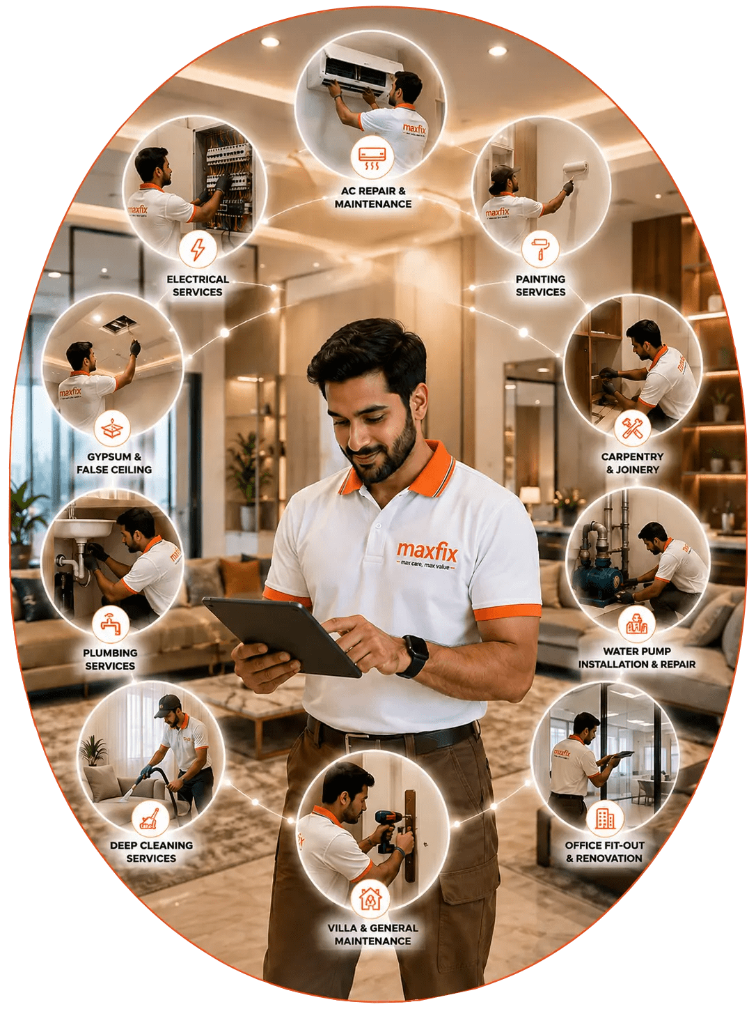 Professional maintenance service technician working